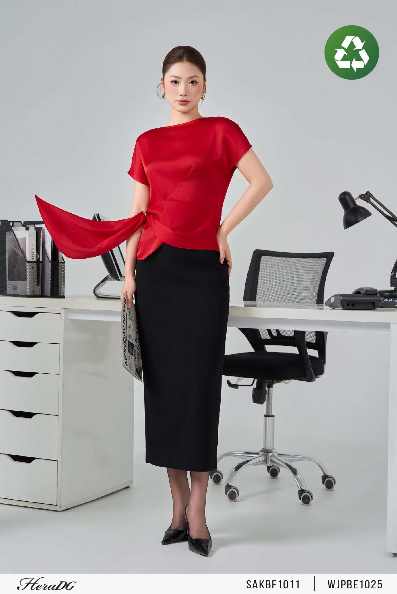 Ảnh của Áo lụa eo thắt vạt đổ